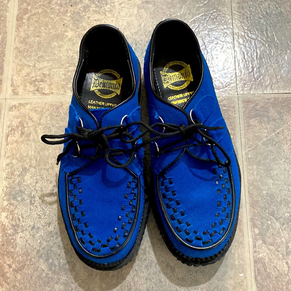 Demonia Blue Suede Creepers